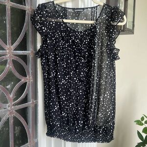 Express shear blouse with elastic waist size L